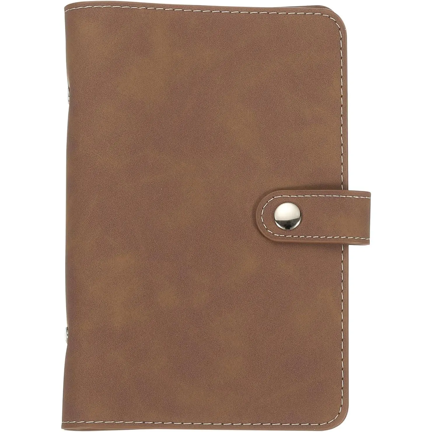A6 PU Leather Binder Cover, 6 Ring Loose Leaf Binder Protector, Brown