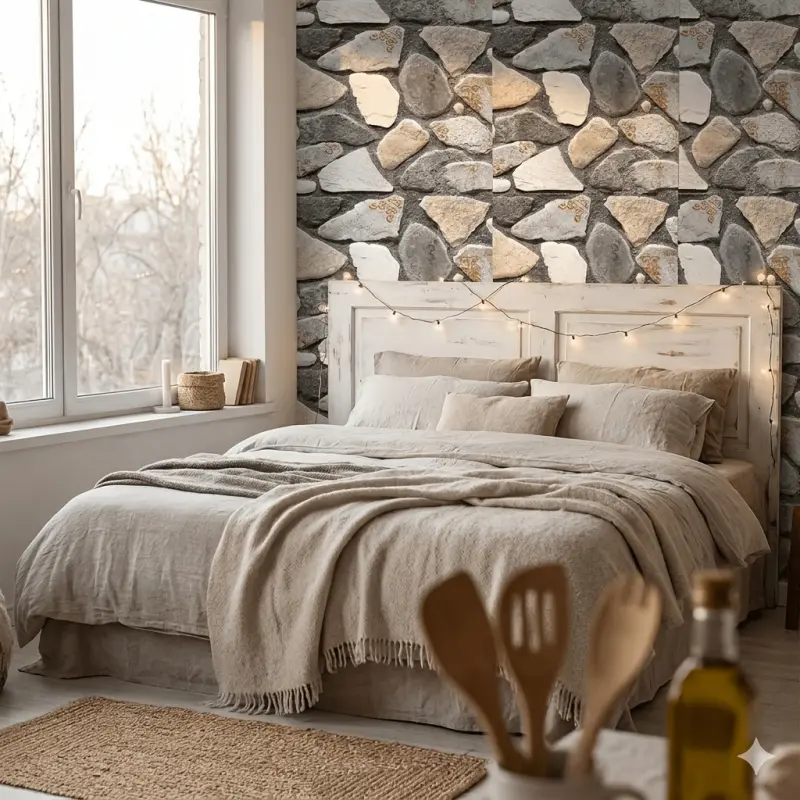 10/30 pieces 11.81 x 11.81 Inches thin PVC 3D stone pattern self adhesive wall panels for Interior Walls faux stone tile quick wall covering decoration
