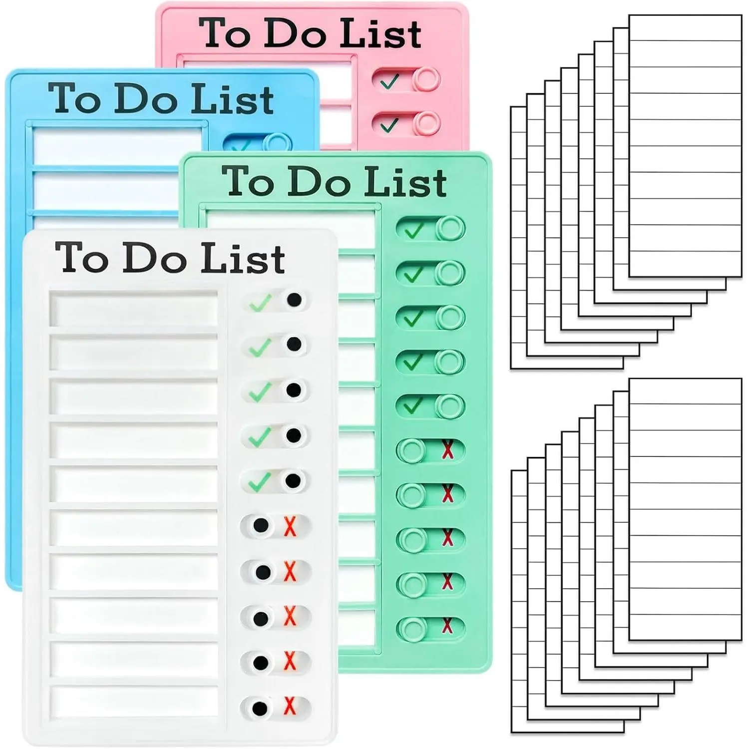 4 Pieces Chore Chart for Kids Multiple Kids - Sliding Routine Chart: Reusable to Do List, RV Checklist, Planning Board, Visual Schedule, and Reminder (Multicolored)
