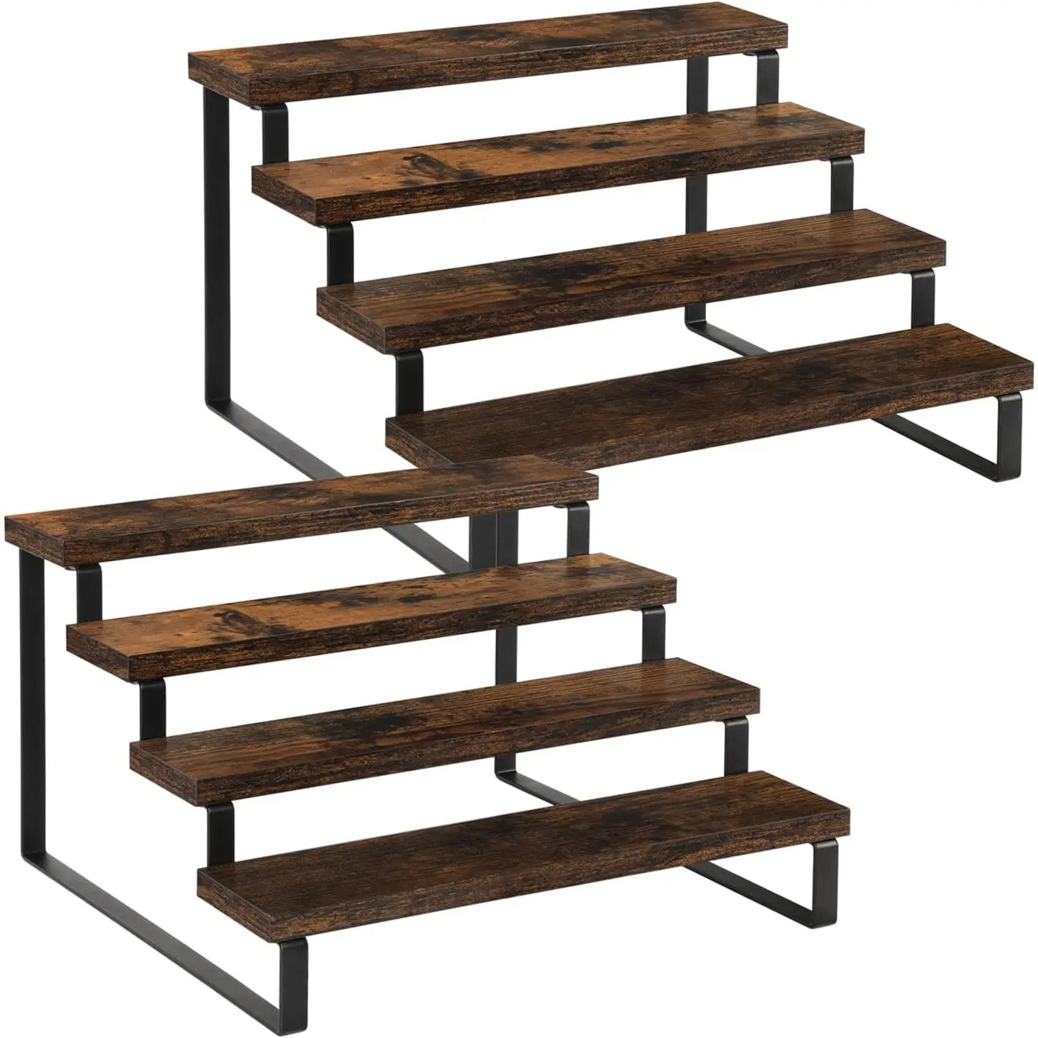 Wooden display rack, layered perfume and cup storage rack, 4-tier spice rack, rustic style candle display rack