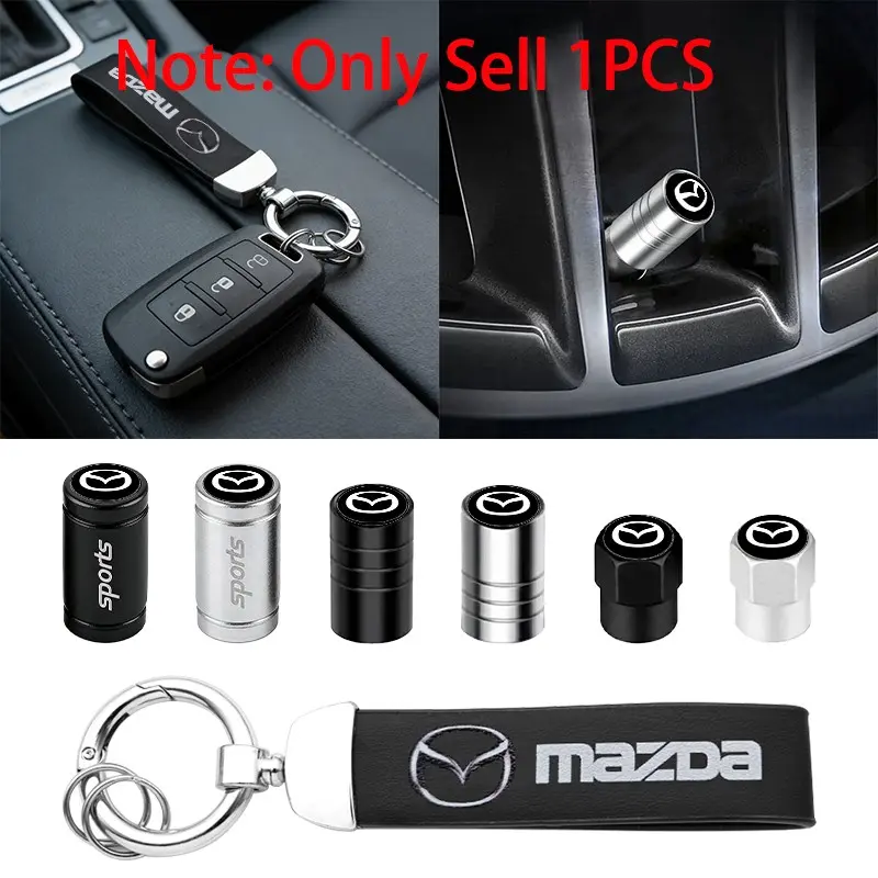 1/4/5Pcs Mazda Models Logo Emblem Metal Car Wheel Tire Valve Caps Tyre Rim Air Stem Covers Leather Car Keychain Key Ring Car Key Holder For Mazda 2 3 6 8 CX3 CX4 CX-5 CX5 CX7 CX-7 CX-9 CX9 CX-3 Axela Demio Atenza MX5 RX8 Automotive Styling Accessories