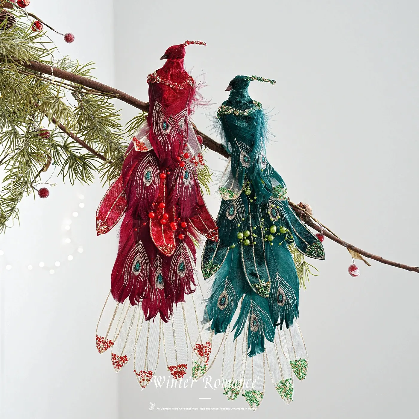 Christmas Bird Ornament, Perfect for Christmas Tree Wreaths, Windows, Living Room, Bedroom, Window Displays, Party Decorations