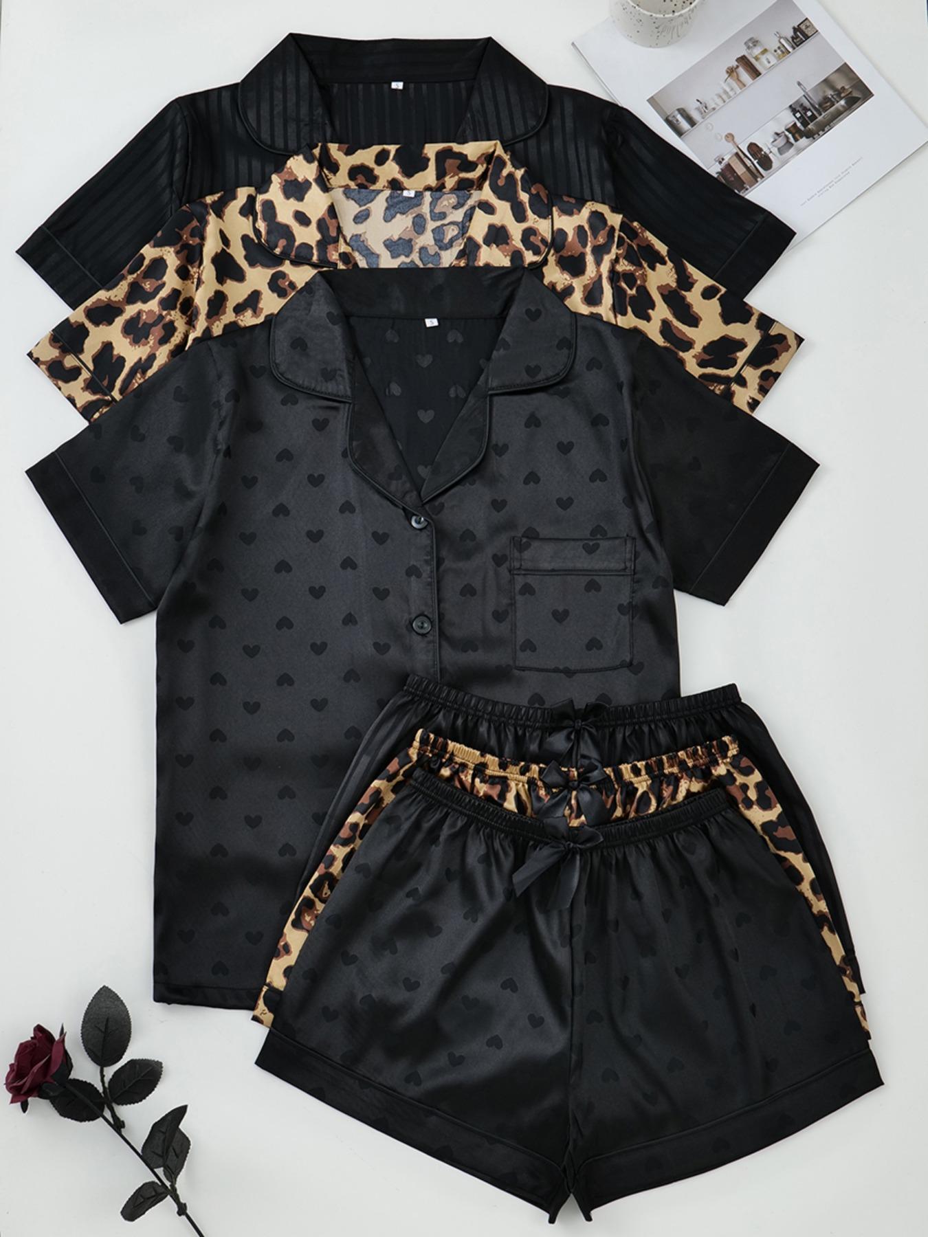 Women's Solid Contrast Binding Bow Decor Pajama Set, Short Sleeve Button Front Lapel Shirt & Shorts Pj Set, Ladies Summer Sleepwear & Loungewear