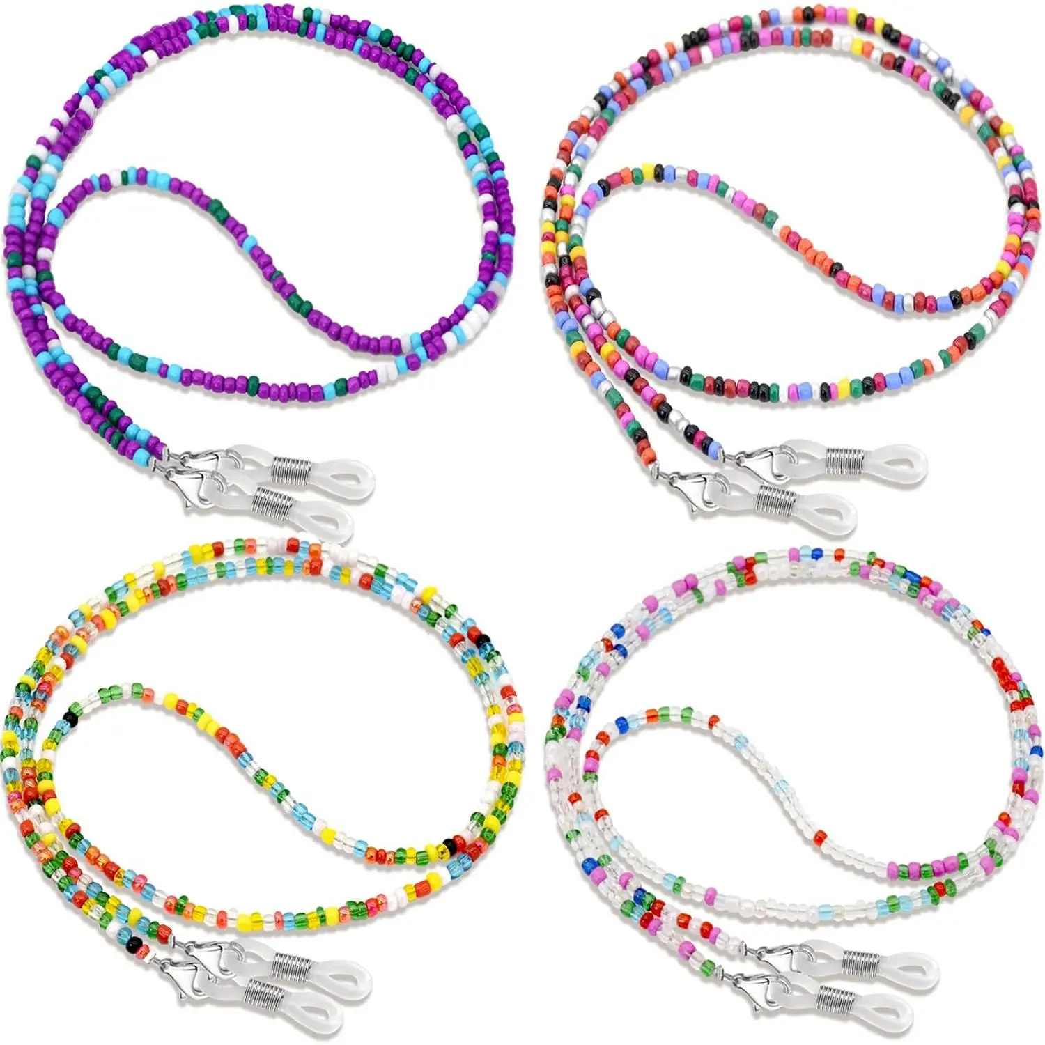 4 count Beaded Glasses Chains for Women, Eyeglasses Strap Around  |  Glasses Hanger Keeper, Multicolor, Anti-loss, Fashionable decoration for  Sunglasses, Daily Glasses