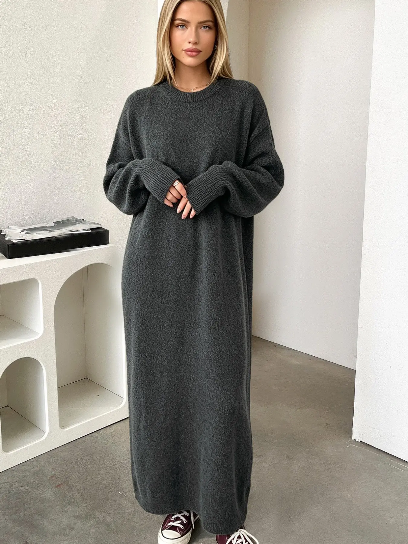 Women's Pullover Long Sleeves Sweater Dress, Elegant Fashion Style, Suitable for Daily Wear and Parties, Spring & Fall 2026 Clothing