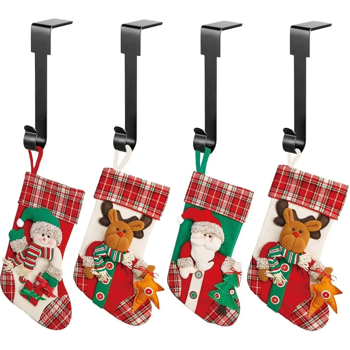 Christmas 4 Pcs Christmas Stocking Holders Mantel Hook Hangers Fireplace Hooks Hanger Christmas Stocking Hook Fireplace Hanger Grip for Christmas Party Decorations