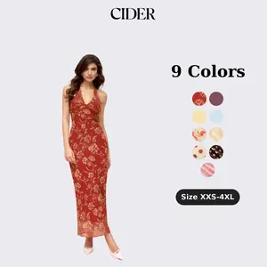 Cider Chiffon Sweetheart Floral Backless Tie Back Mermaid Maxi Dress
