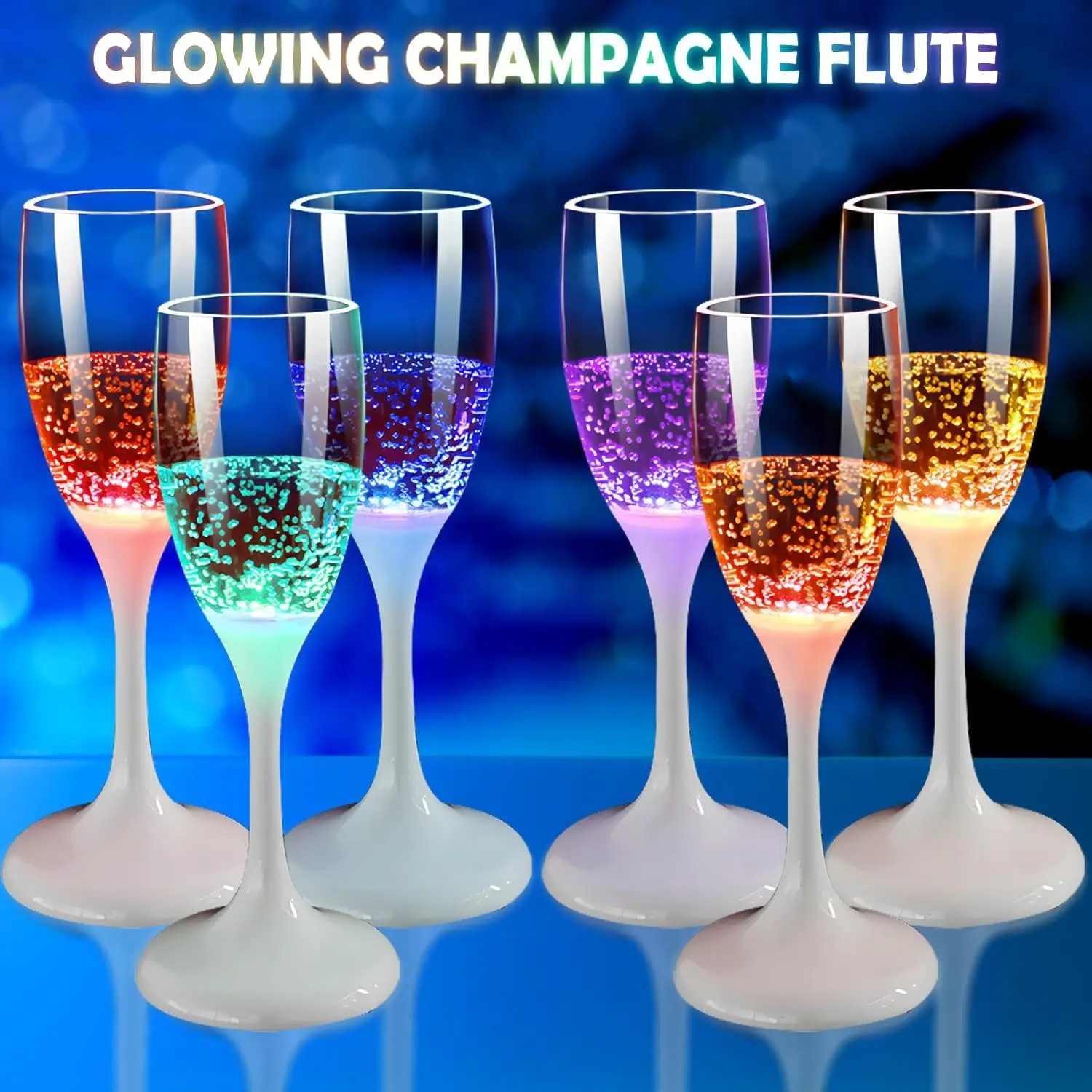 6-Piece LED Glowing Wine Glasses Set, Plastic Wine Glasses, Colorful Party Gift, Night Light Drinking Cups, Durable Shatter-Resistant, Perfect for Festive Events