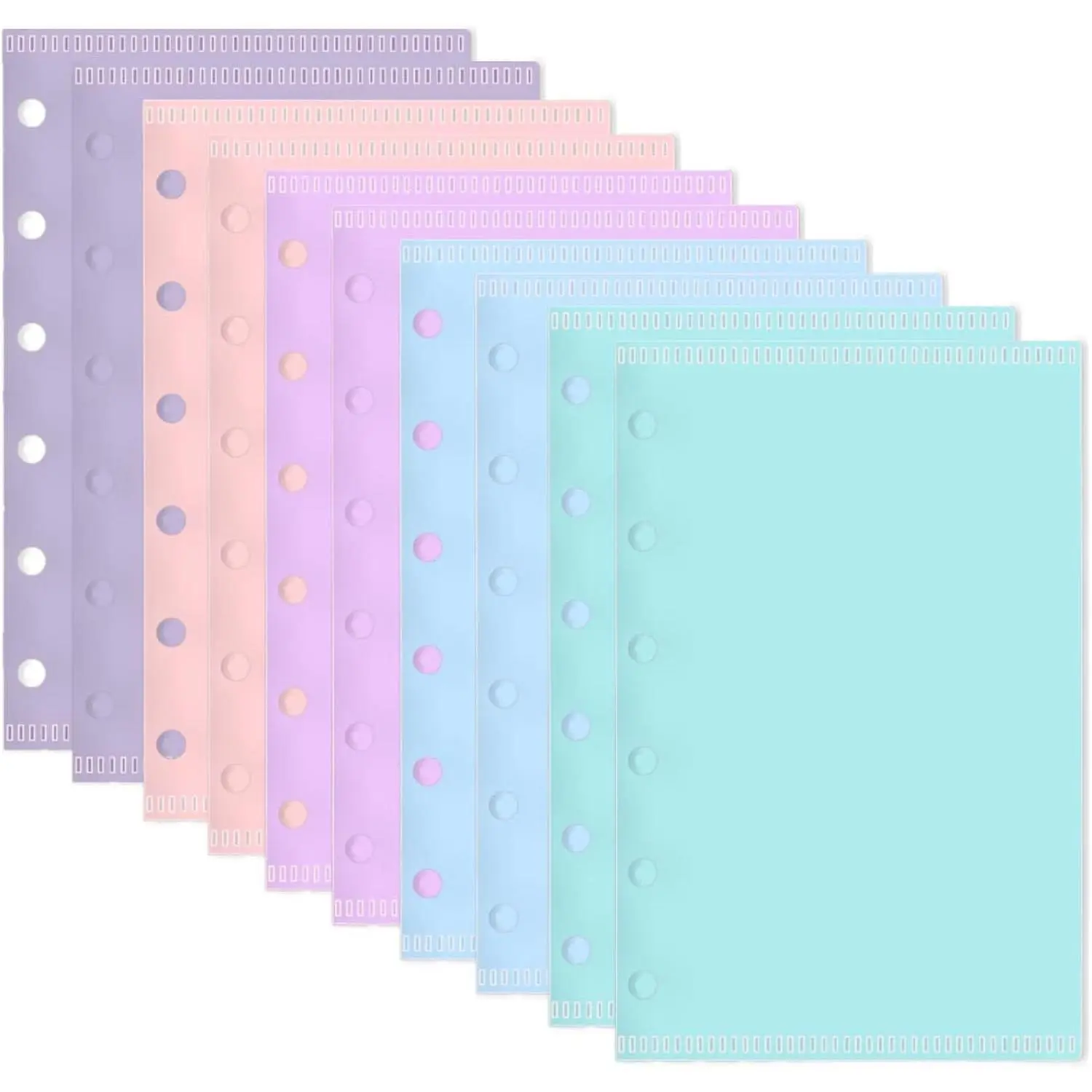 A7  Envelope Binder Pockets 10 count 5 Color A7 Binder Inserts Pockets Zipless Binder Divider with Pocket Side Open Plastic Binder Folder Organizer