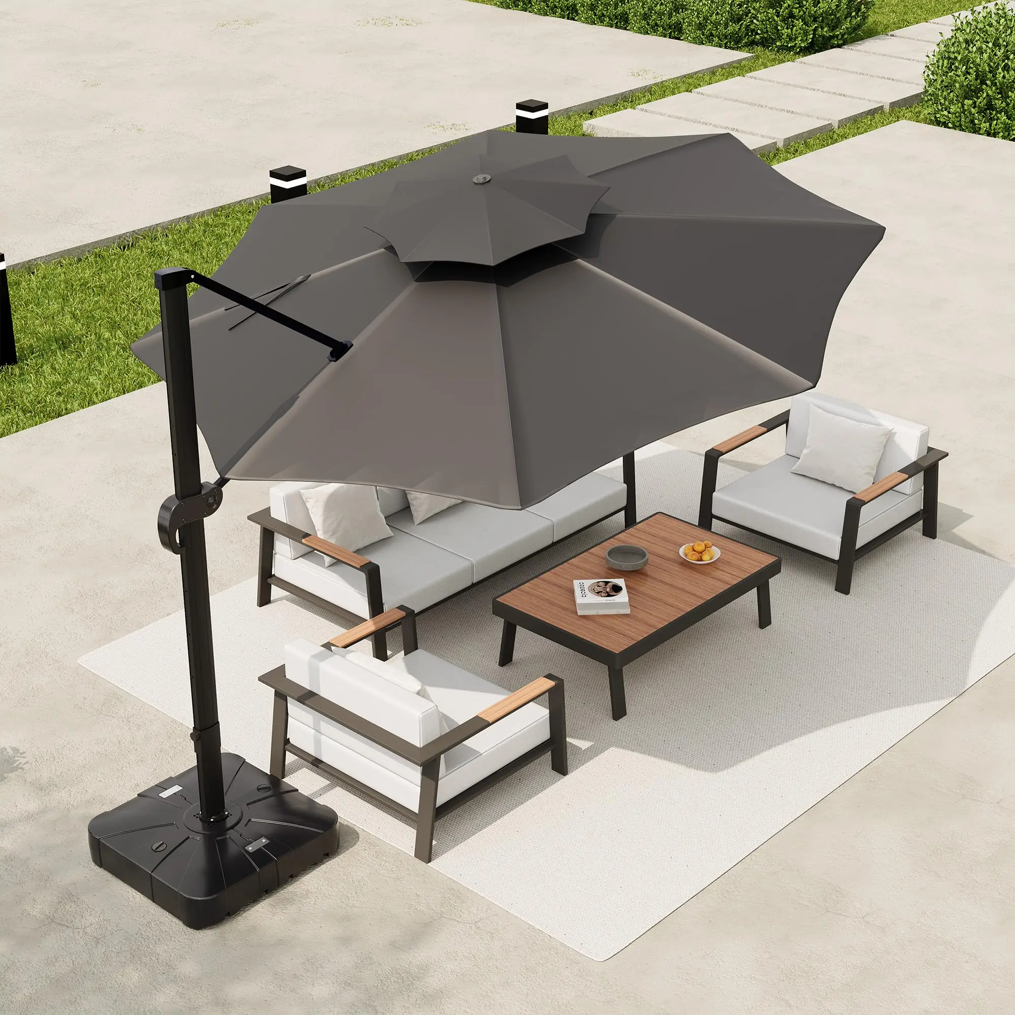 ☀️ Garvee 10×10 ft Square Cantilever Umbrella – 360° Rotatable, Adjustable Height, Heavy-Duty Aluminum Frame for Backyard, Poolside & Garden! 🏡
