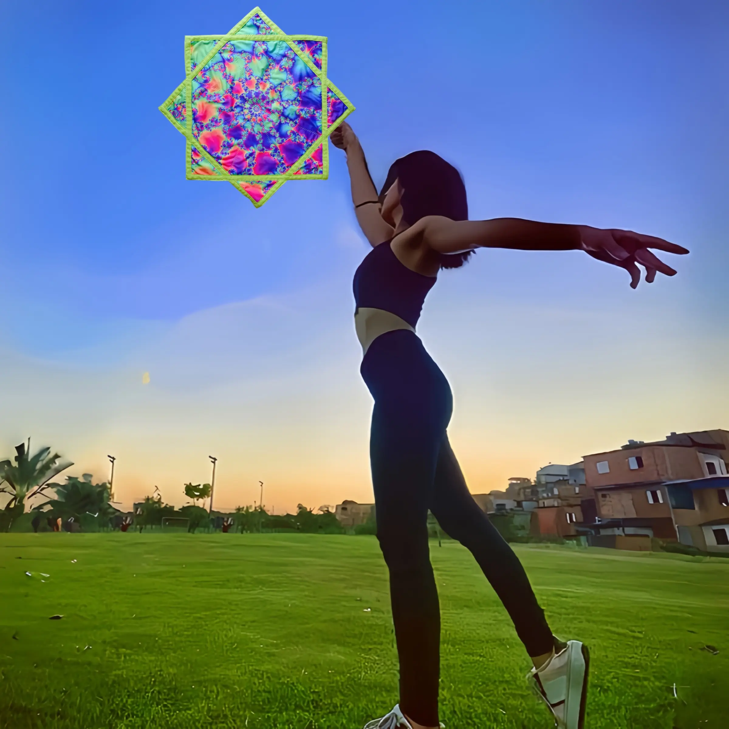 New Ab Different Patterns Dual-Sided UV Print Flowing Art Rotating Stars Outdoor Sports Handkerchief, Model R07-5
