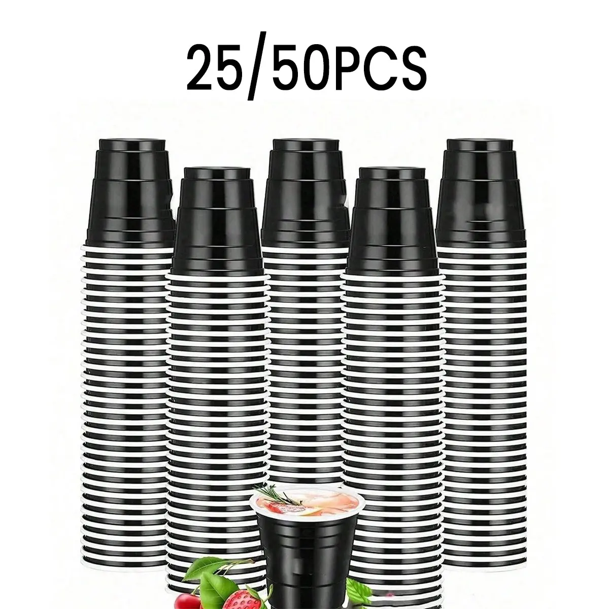 25/50 Pack Plastic Shot Glasses, Multi-Purpose 2oz Disposable Mini Cups, Plastic Party Cups, Easy Clean Reusable Cups for Parties, Festivals, and Events