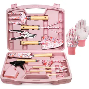 12-Piece Womens Gardening Tools Gift Set, Rust-Proof & Heavy-Duty Garden Tools with Durable Carrying Case, Fashionable & Thoughtful Gardening Gifts  Women&Men (Pink)