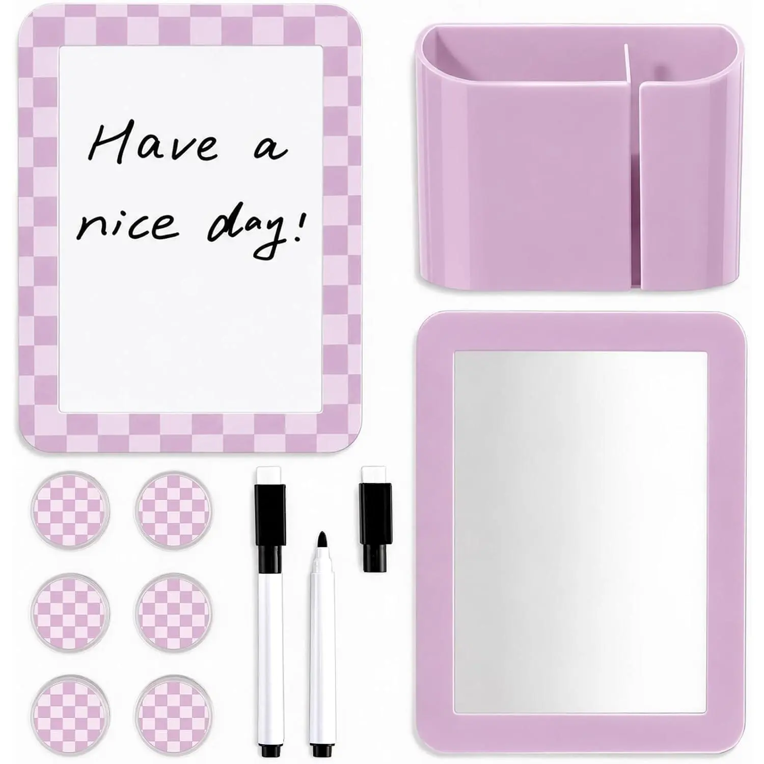 11 count  School Lockers  Decor Locker Accessories Kit with  Checkered Whiteboard Mirror Pen Holder Buckles Lockers Organizer Decor Locker Essentials for  to School Supplies