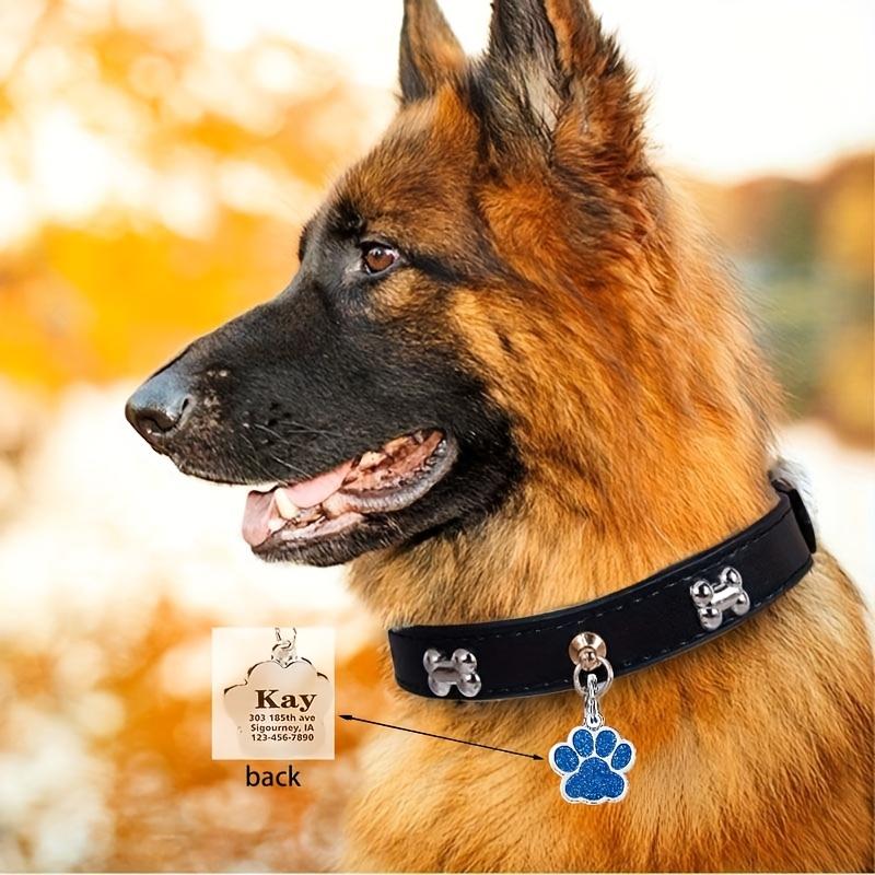 Custom Personalized Pet ID Tag, Engraved Dog Name Tag, Durable Fade-Resistant Paw Print Charm for Dogs & Cats, Collar Name Plate
