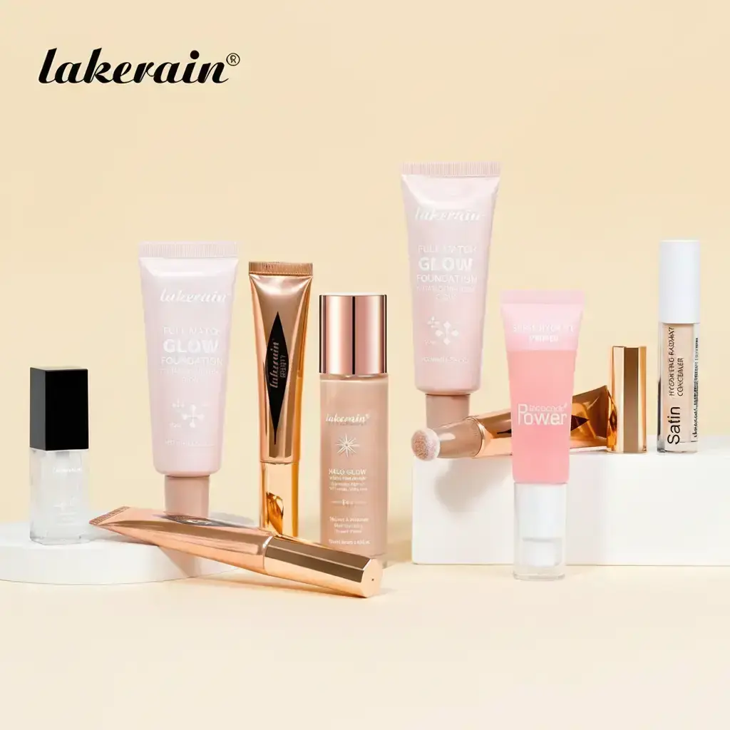 Lakerain 9-in-1 Hydrating Makeup Kit, Glow Up Kit, Cosmetic Gift Set, Face Makeup Set, Includes Foundation, Primer, Moisturizing Concealer, Lip Gloss, Highlighter Stick, Blush, Makeup Set for Women and Girls, Ideal for Beginners and Beauty Lovers
