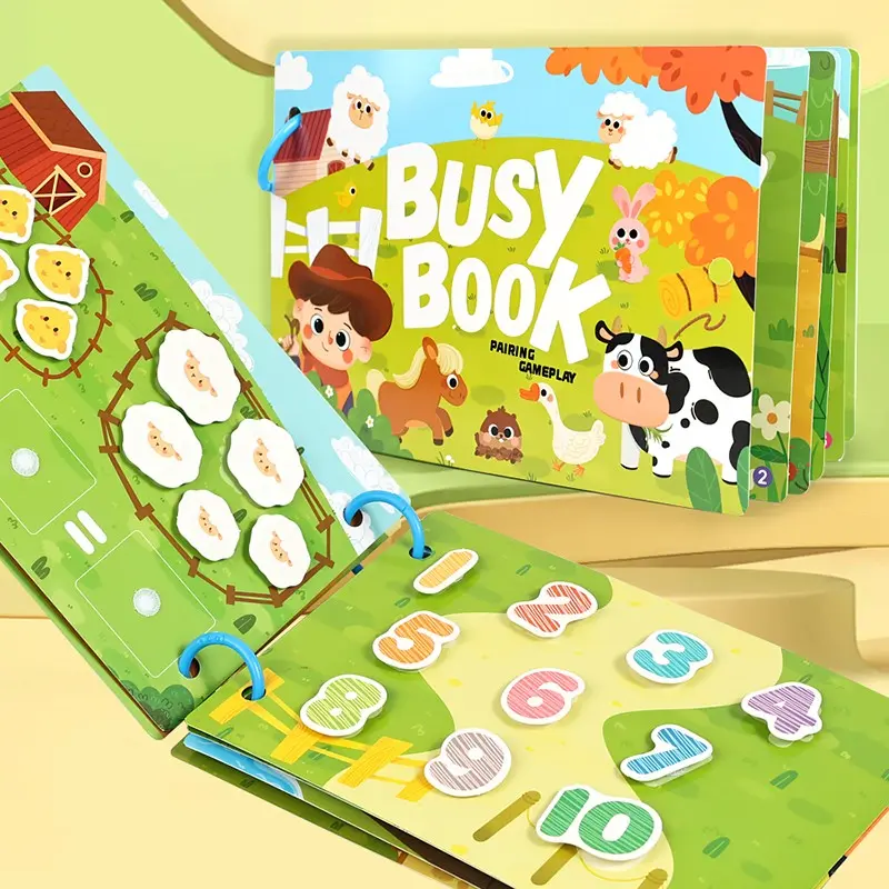 Quiet Book with Reusable Velcro, Alphabet Animal Dinosaur Themes, Baby Tear-And-Stick Book, Hands-On Learning Toy