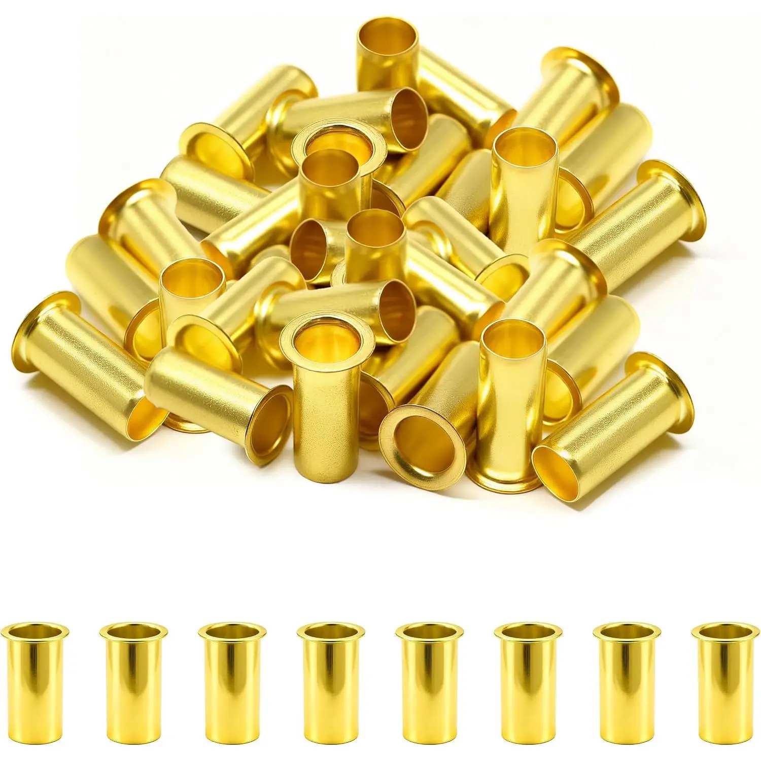 60 count Brass Compression Tube Inserts for OD 3/8", Insert Tube Support Compression Sleeve Fitting, Sleeve Ferrules for Oil Water Air Pipe