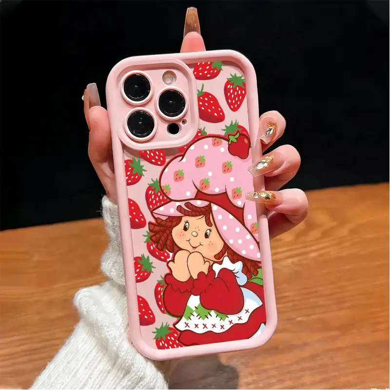 Pink Strawberry And Shortcake Retro Sweet Cute Fashion Phone Case. For Galaxy S25, S24, S23, S22, S21 PLUS, FE And Ultra,Galaxy A33 Compatible With For Iphone17 Pro Max, 16, 15, 14 And 13. It Makes A Perfect Gift For Birthdays, Holidays,, Phone Accessory,