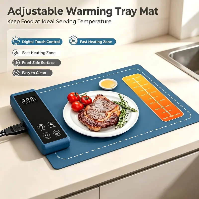 Party buffet warmer, stackable electric heating tray, with adjustable temperature and timer | Essentials for a Party Buffet | Save space | Upgraded version of desktop food warming mat