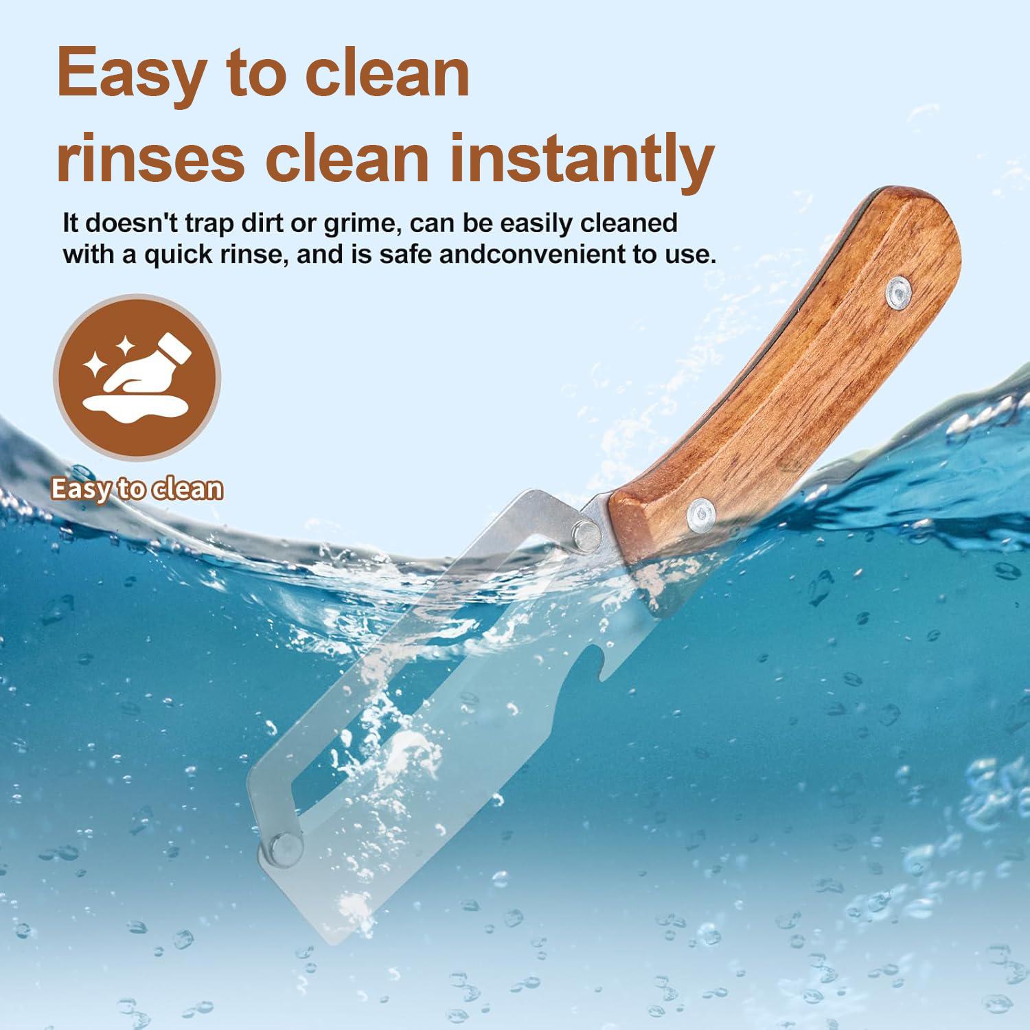 Multi-Functional Stainless Steel Peeler with Bottle Opener Peeling knife with Wooden Handle Kitchen Tool for Fruit Potato Pumpkin Papaya Sugarcane