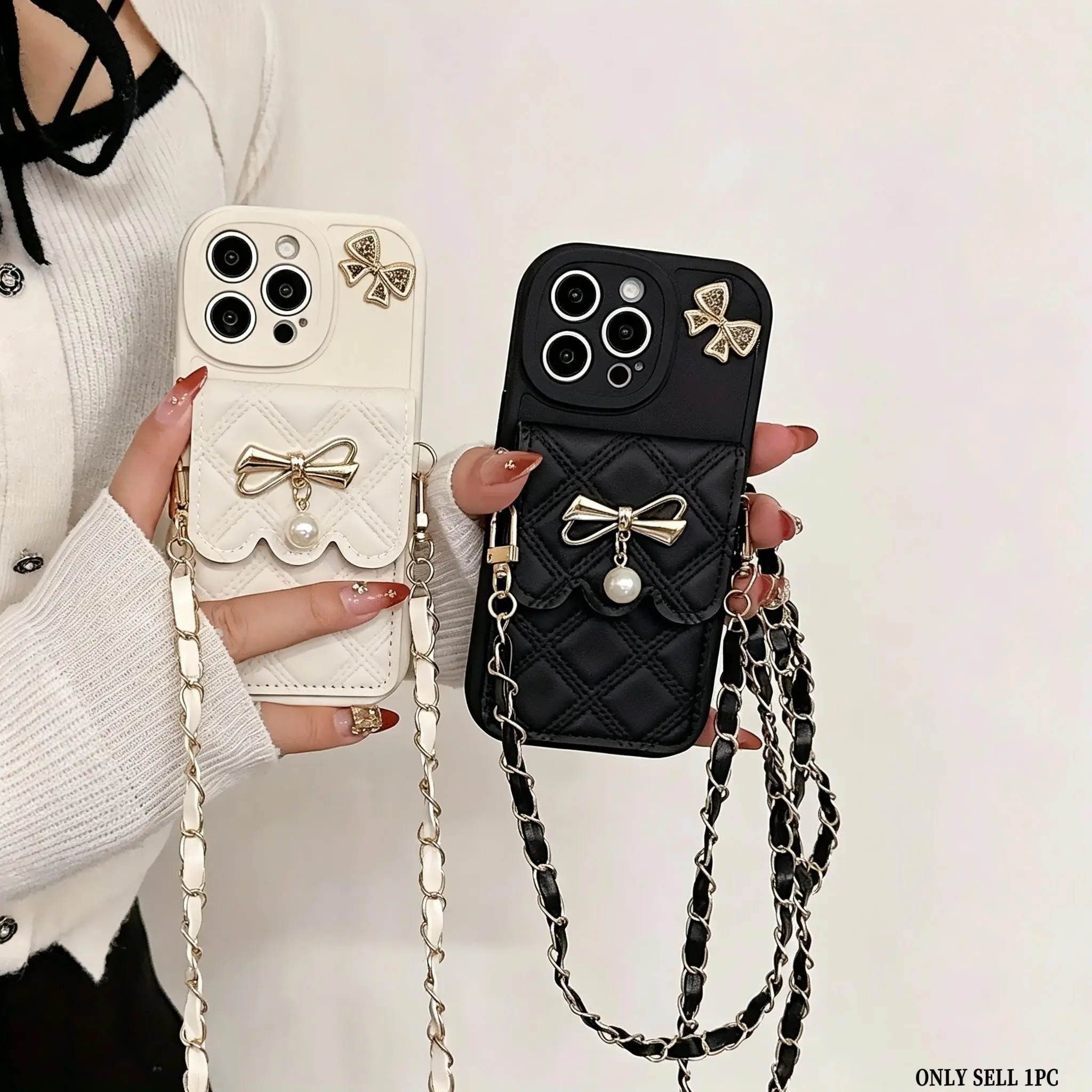 Card Holder Phone Case, Lanyard Phone Case,Pearl Card Package Suitable Phone Case, Individual Phone Protector, Phone Shell, for iPhone 17 Pro Max 16 15 Pro 14 Plus 13 12 11