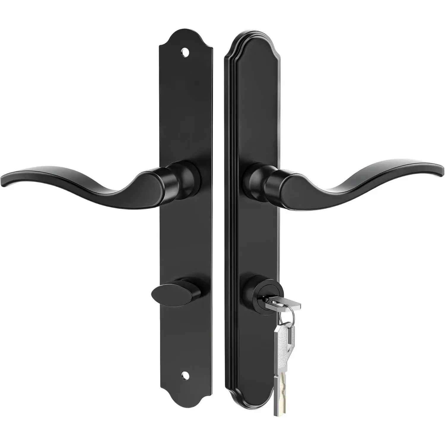 Matte Black Zinc Alloy Storm Door Handle Complete Set - Left/Right Mortise Keyed Lever Mount Latch with Deadbolt for Screen and Storm Doors