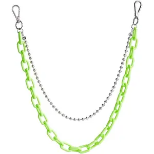 Neon Resin Chunky Hip Hop Jeans Chain Body Chain Punk Goth for Women Men Acrylic Link Chain for Women Thick Keychains Belt Waist Chains body Accessory for Girls