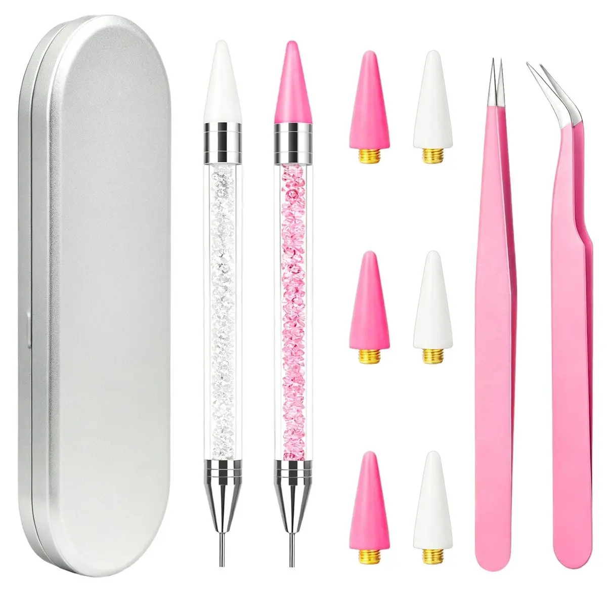 Nail Art Rhinestone Remover Tool, Dual-Head Pencil Tip Rhinestone Applicator Kit, 10-Piece Professional Nail Care Set, Nail Art Tools