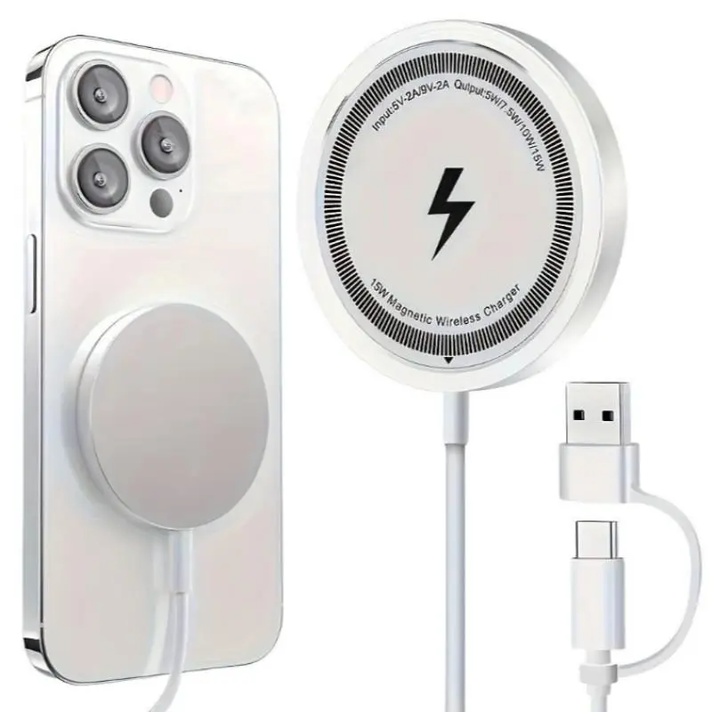 15w Magnetic Wireless Charger, Qc & PD Fast Charging, Compatible with iPhone 8+, Samsung S6+, Huawei Mate30/p20 Pro, Lg G2+