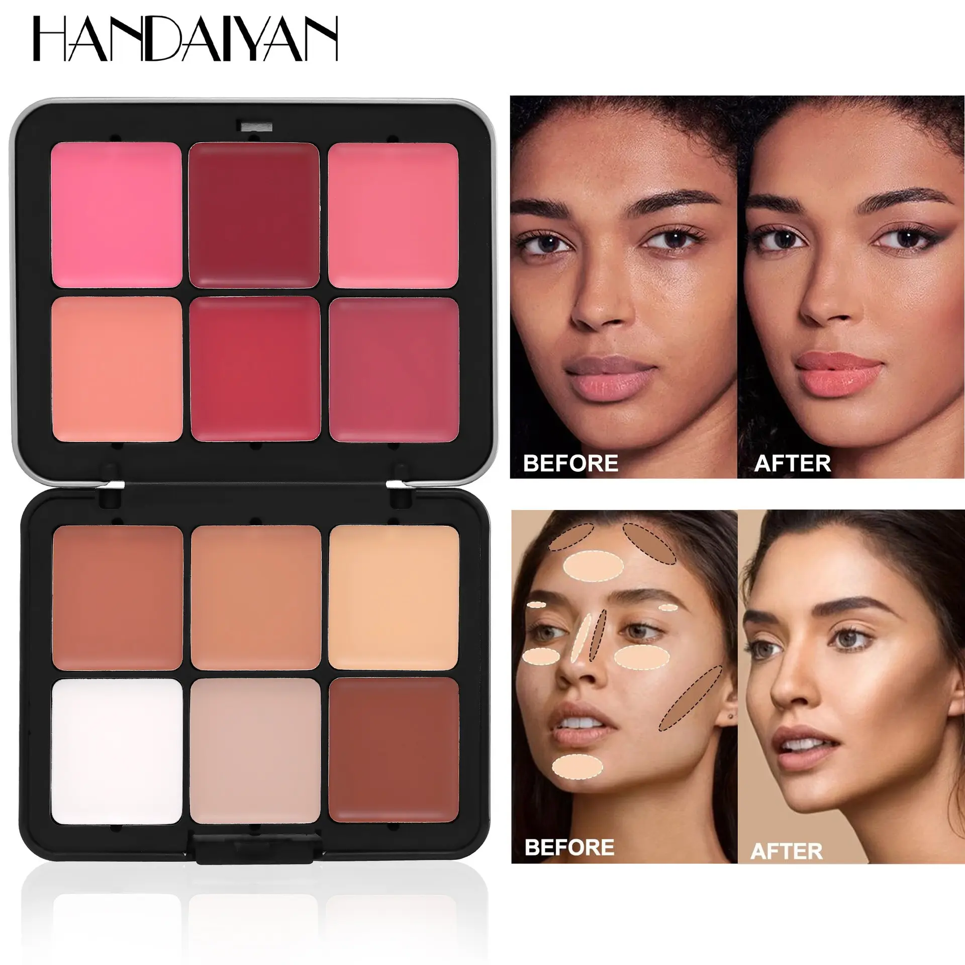 12-Color Blush Cream + Contour Cream Palette, Natural Glow Finish, Universal Skin Tone Match, Perfect for Everyday Versatile Makeup, Versatile Blush Shades