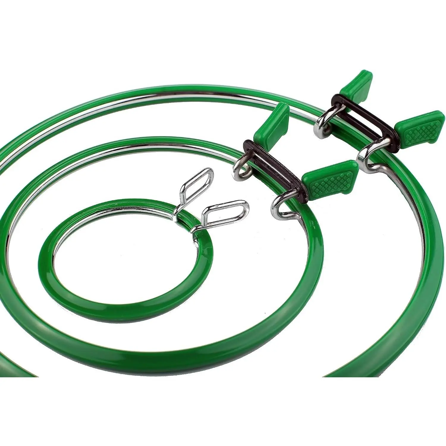 Premium Quality Metal Spring Tension Embroidery Hoops, Cross Stitch Hoop, Darning Hoops, Embroidery Tension Shed (Green, Size Mix)