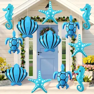 12 Pcs Summer Inflatables Outdoor Decorations Large Inflatable Starfish Seahorse Shell Turtle Hanging Ornaments Beach Party Decorations Giant PVC Ocean Animals Yard Decor for Indoor Outdoorfidget toys