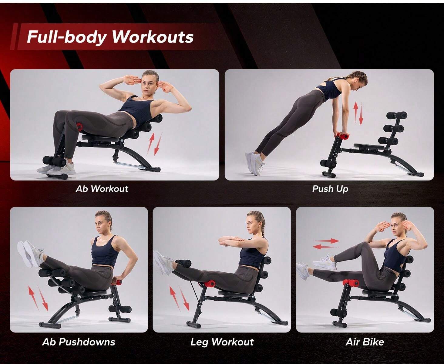Multi-Functional Adjustable Ab Machine Workout Bench Sit Up Machine Push Up Exercise Chair for Home Gym Ab Machine, Multi-Functional Adjustable Ab Trainer & Exercise Equipment