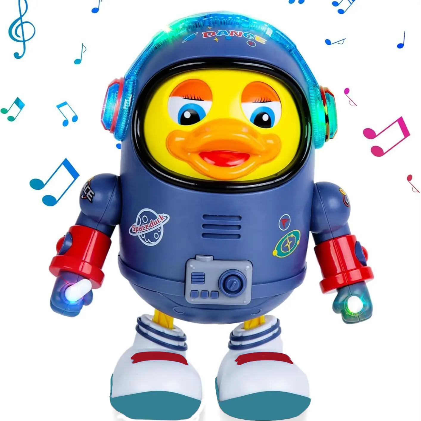 Dancing Space Headphones Singing Shake Play Machine, Cute Duck Toy for Kids, Colorful Cartoon Decoration, Educational Gift Idea