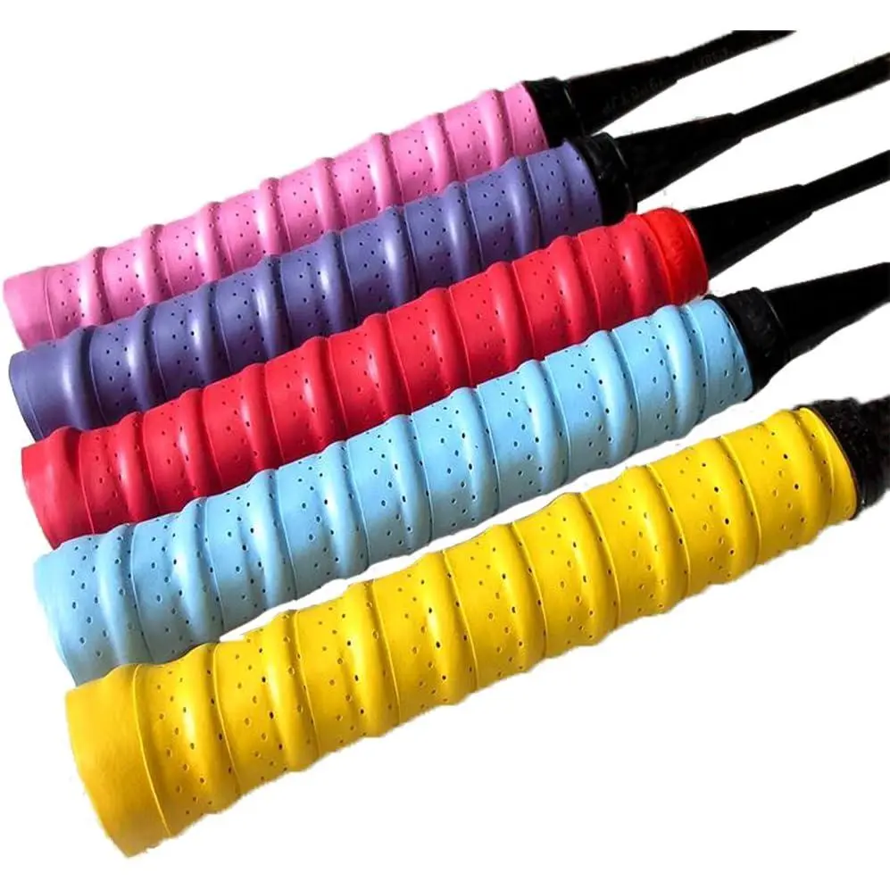 Anti-Slip Perforated Super Absorbent Racket Overgrip for Tennis, Badminton - 5PCS (Color May Vary), No