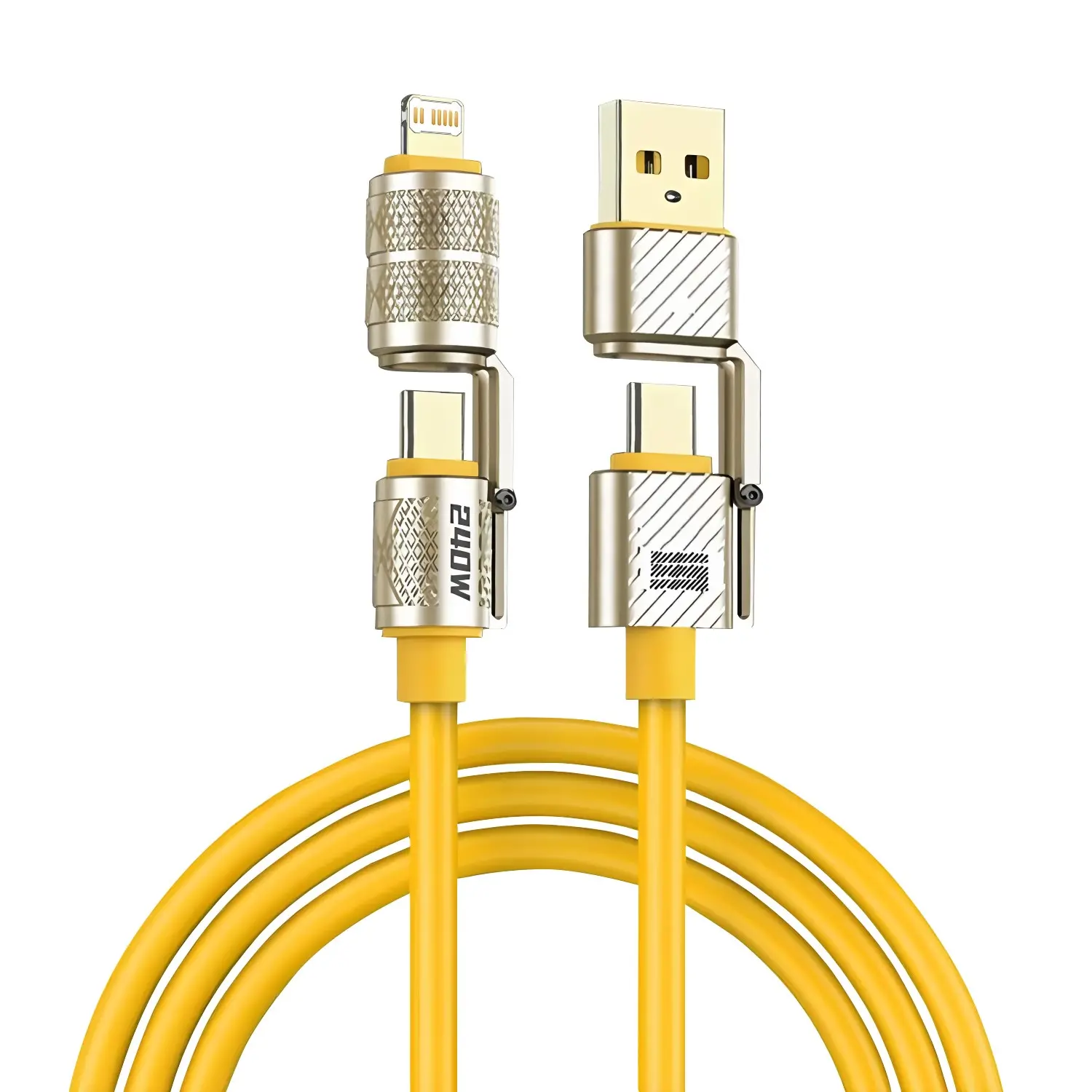 240w Four-In-One Mech Phone Charger Cable, USB PD to Type-C iOS Fast Charging Data Cable, Tpe Material, Essential for Home and Travel