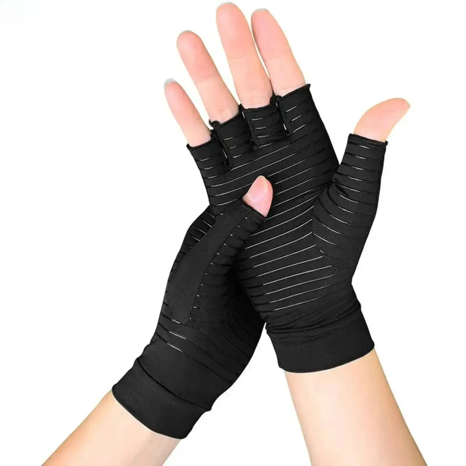 Fingerless Arthritis Compression Gloves – Touchscreen Anti-Slip Support Gloves for Typing, Carpal Tunnel & Daily Wear
