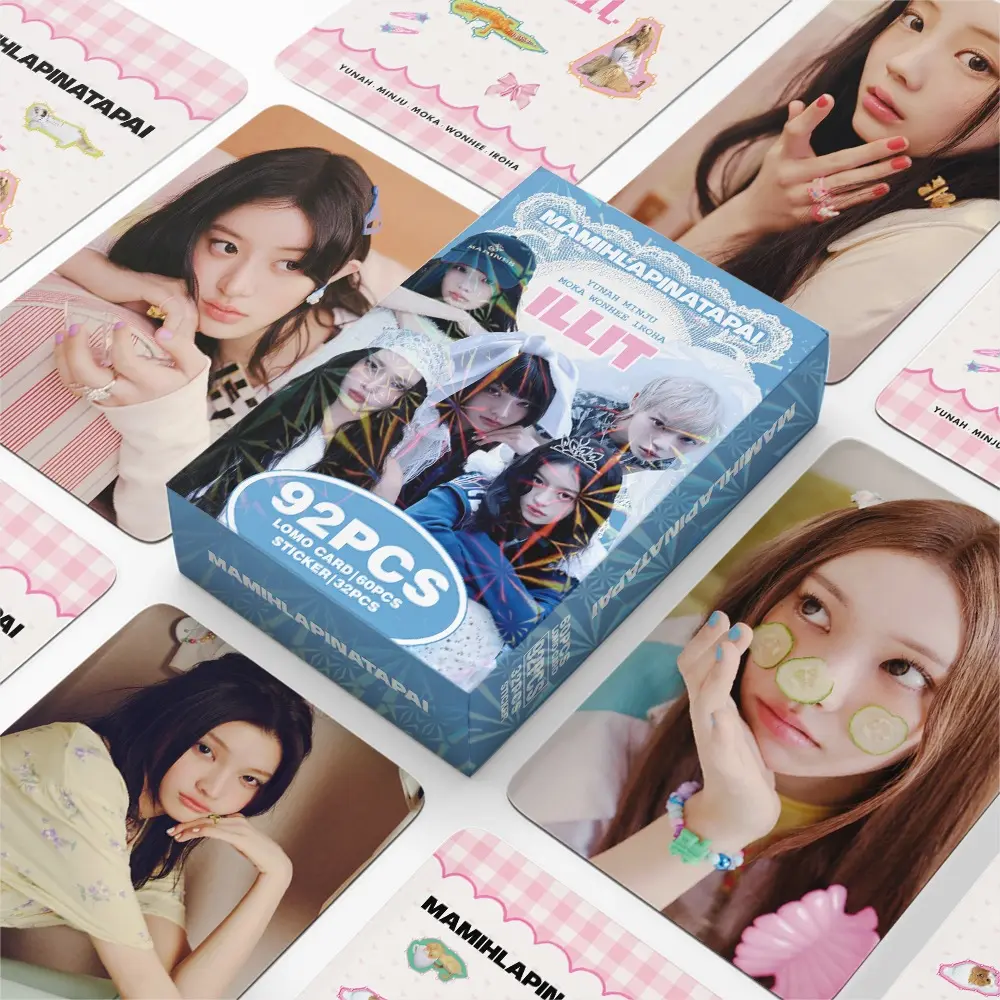 92Pcs Boxed MAMIHLAPINATAPAI Lomo Photocards, ILLIT KPOP 4th Mini Album Photo Cards, HD Print Fan-Made Idol Trading Cards, Fans Collection & Card Trading Gift