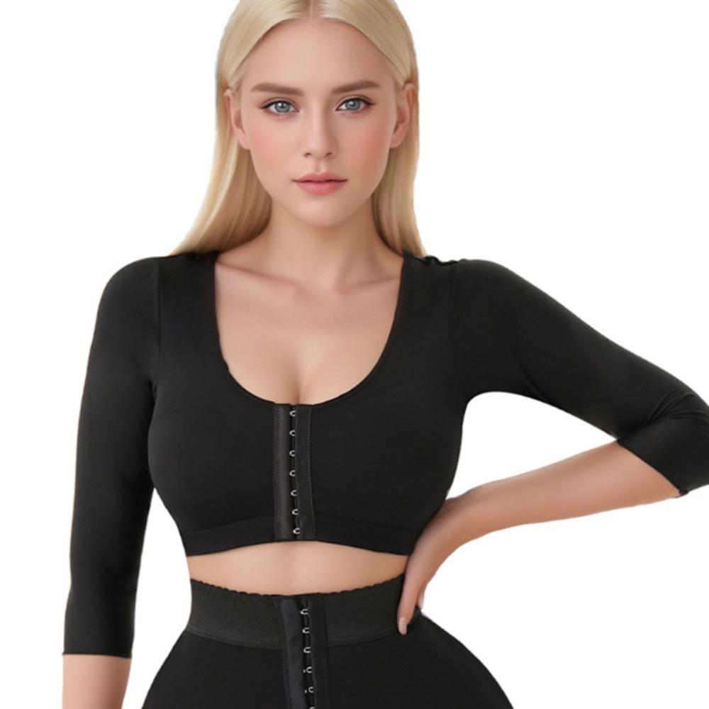 Women's Front Opening Shaping Bra Set Upper Arm Shaping Training Top Compression Sleeve Top Tummy Control Breast Arm Sculpting Body Shaper