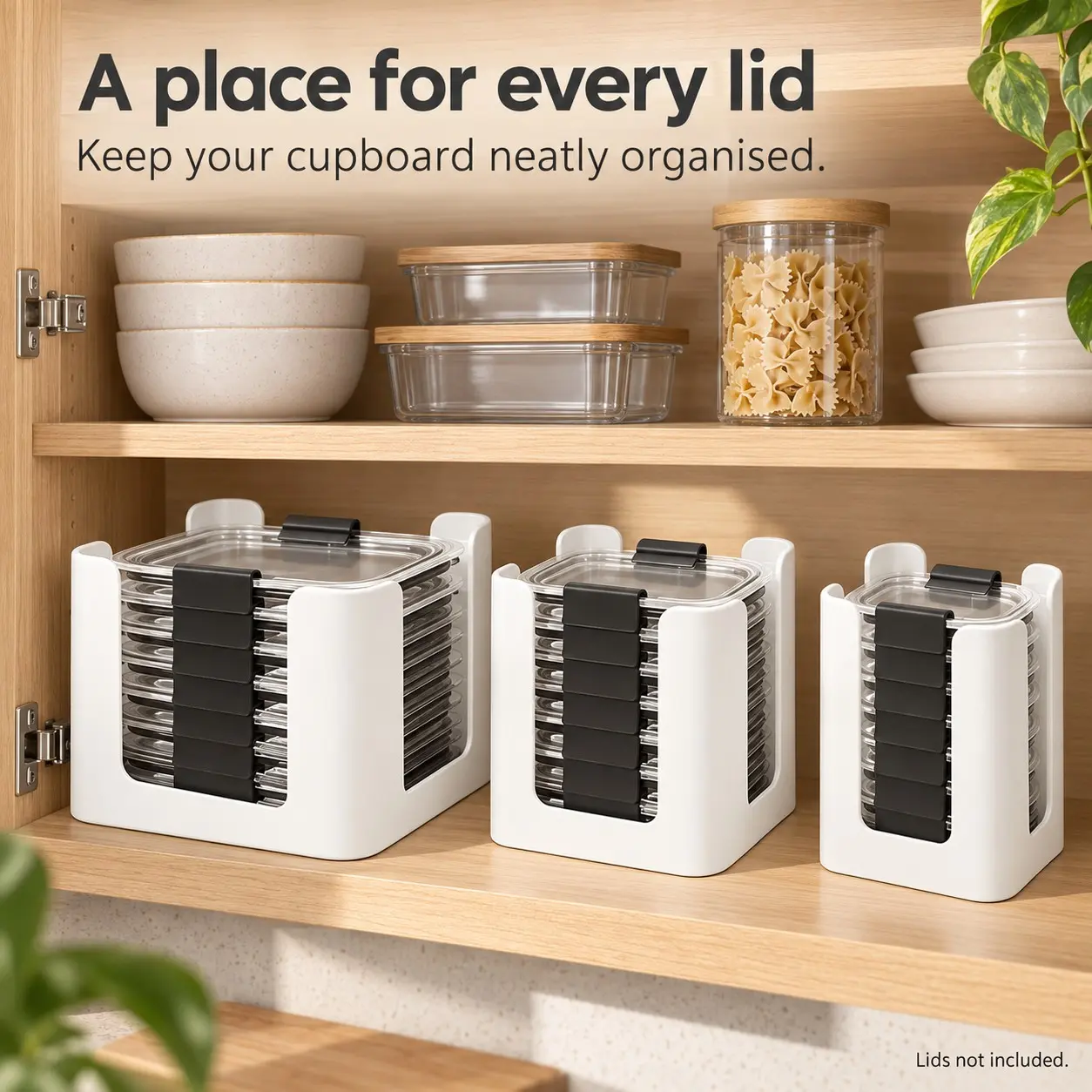 Kitchen Lid Organizer Rack, Food Storage Box Sealer, Meal Container Lid Holder, Kitchen Cabinet Organizer, Easy Access Design, Multifunctional Kitchen Organizers