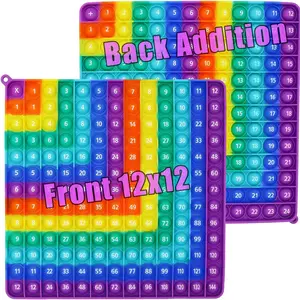 Multiplication 12x12, Addition 1-12, Math Fidget Popper, Learn Multiplication, Addition with Pop Fidget Toy, Learning Tools for Students and Children, Bubble Sensory Rainbow (Rainbow-Purple)fidget toys