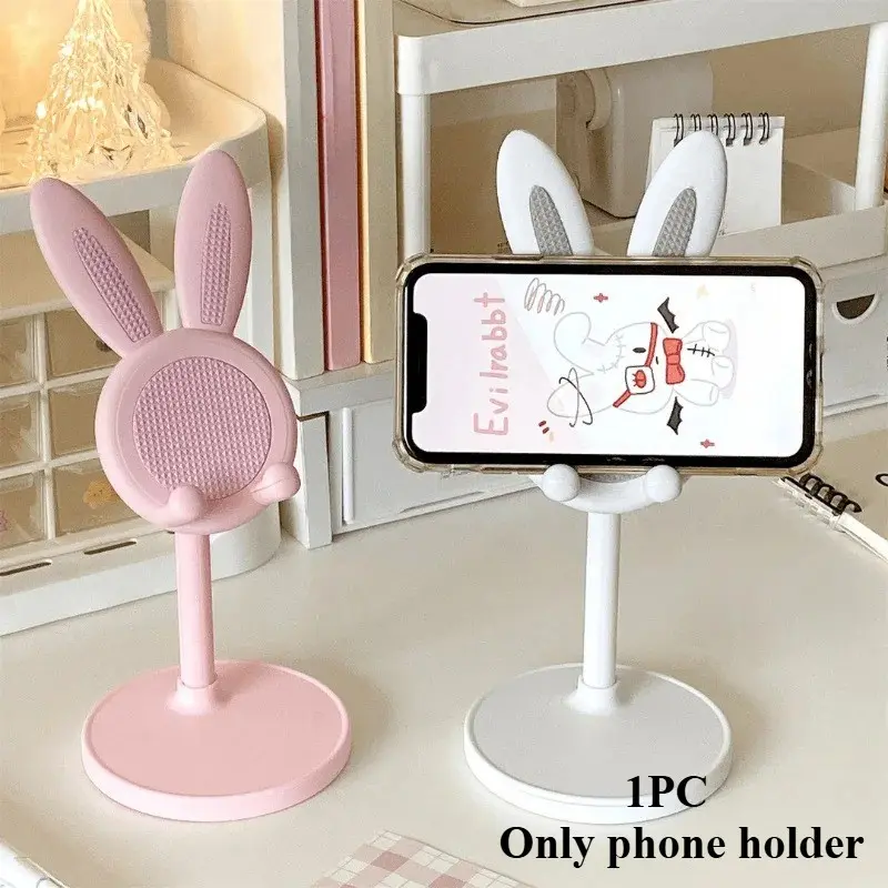 Cute Cartoon Rabbit Desktop Phone Stand, Adjustable Extendable Tablet Holder, Universal Student Lazy Stand, Perfect for Desk Use