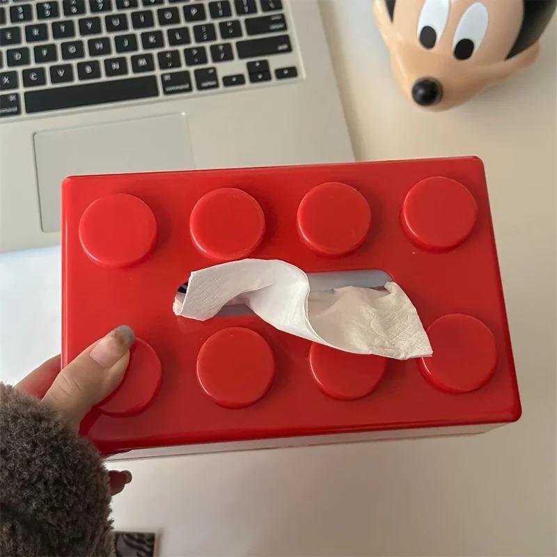 Building Block Shaped Tissue Box Multifunctional Plastic Storage Box Home Napkin Storage Box Coffee Table Color Decoration