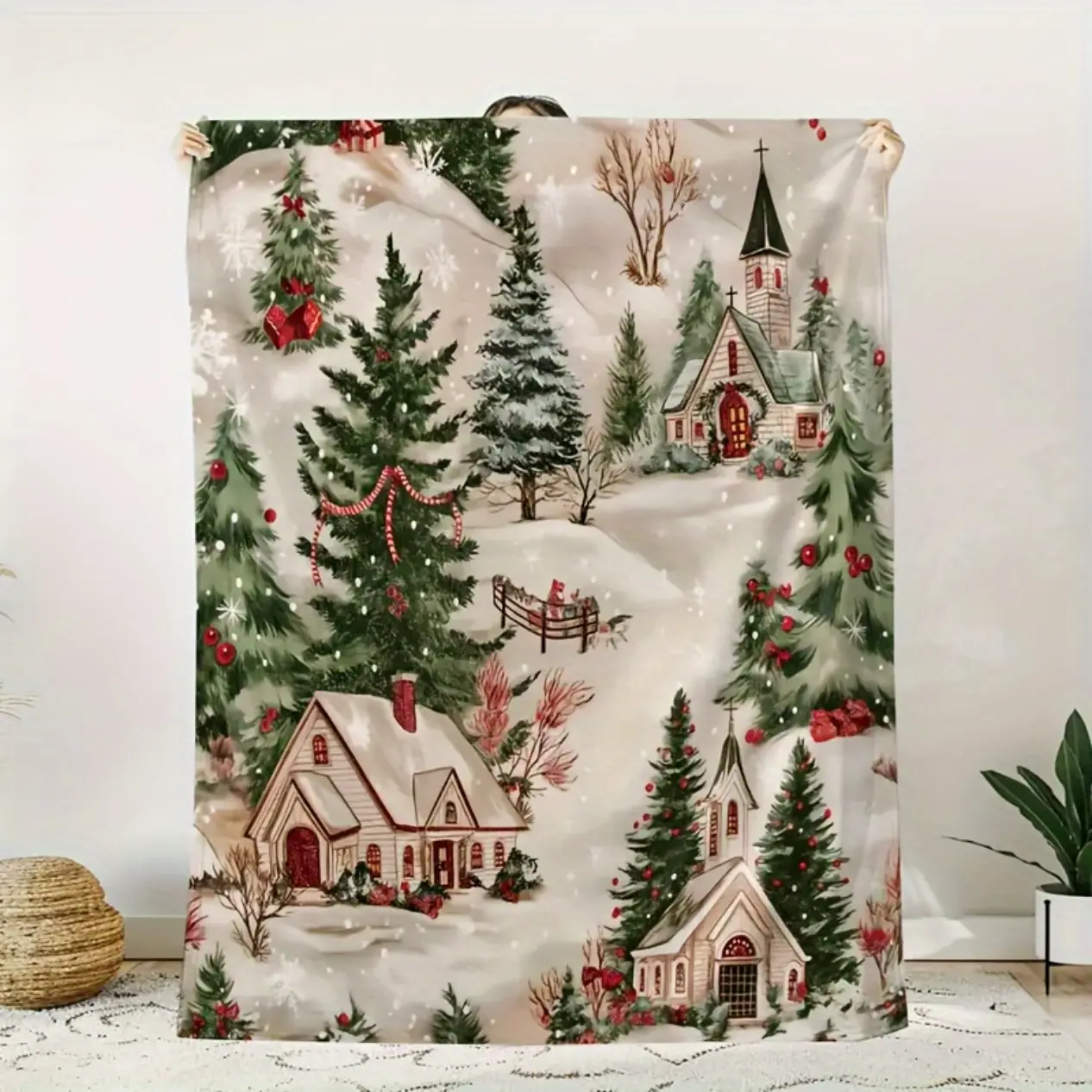 Christmas Tree Flannel Throw Blanket – Ultra Soft Cozy Holiday Fleece Blanket for Sofa, Bed, Couch & Travel, Festive Home Decor, All Season Christmas Gift for Family, Friends & Loved Ones
