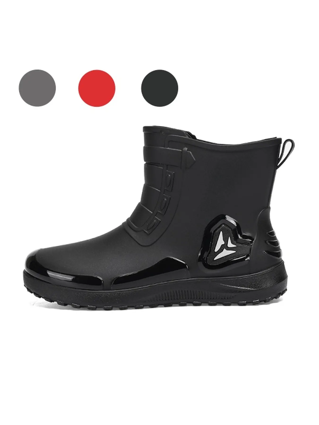 Men Short Rubber Rain Boots Waterproof Slip Resistant Reinforced Toe Cap Rugged Outsole For Outdoor Farm Work