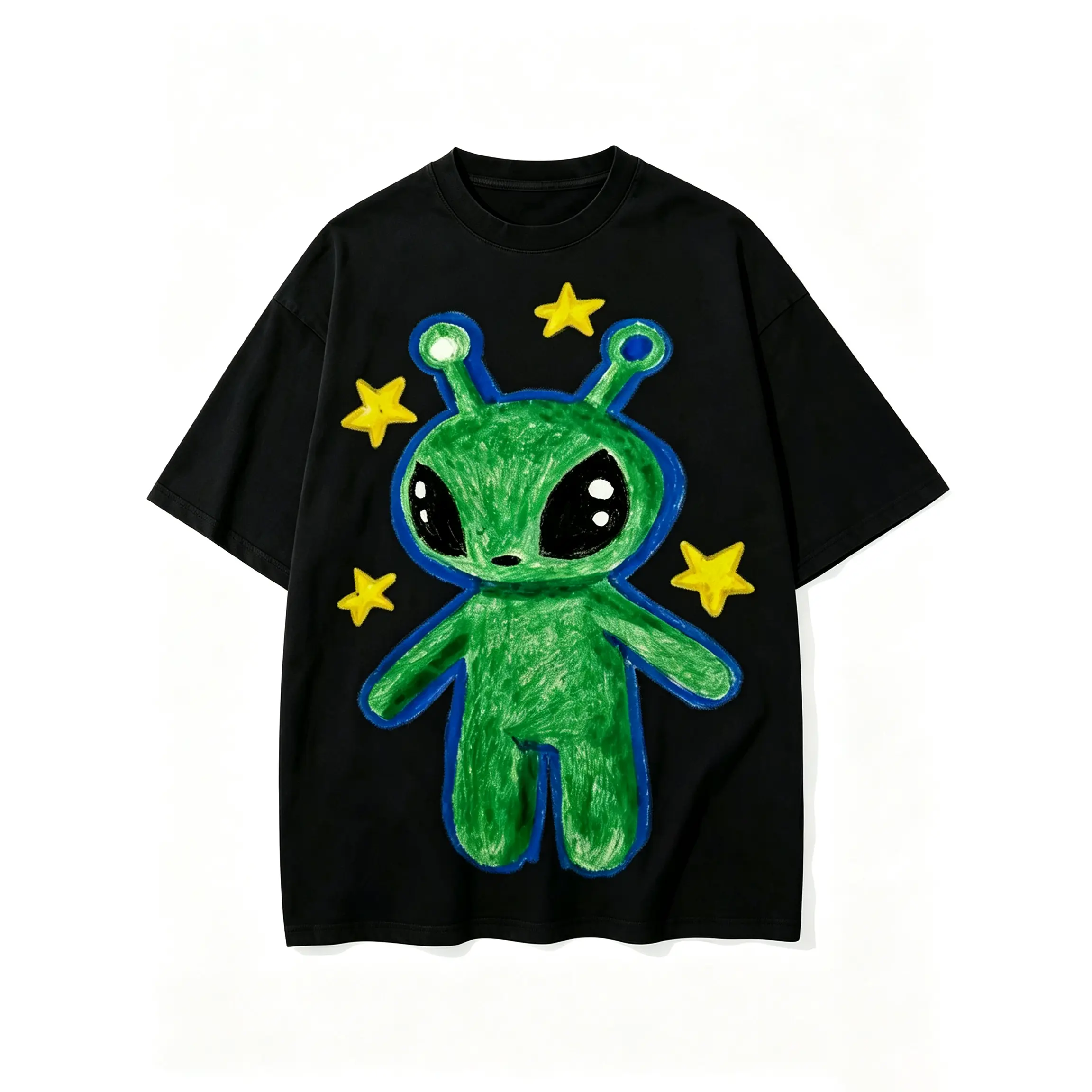 Cute Alien Unisex Vintage Washed Tee, Unisex Vintage Washed Tee, Vintage Coloful Tee - Oversized Shirt - Natural & Animal Planet Unisex Streetwear