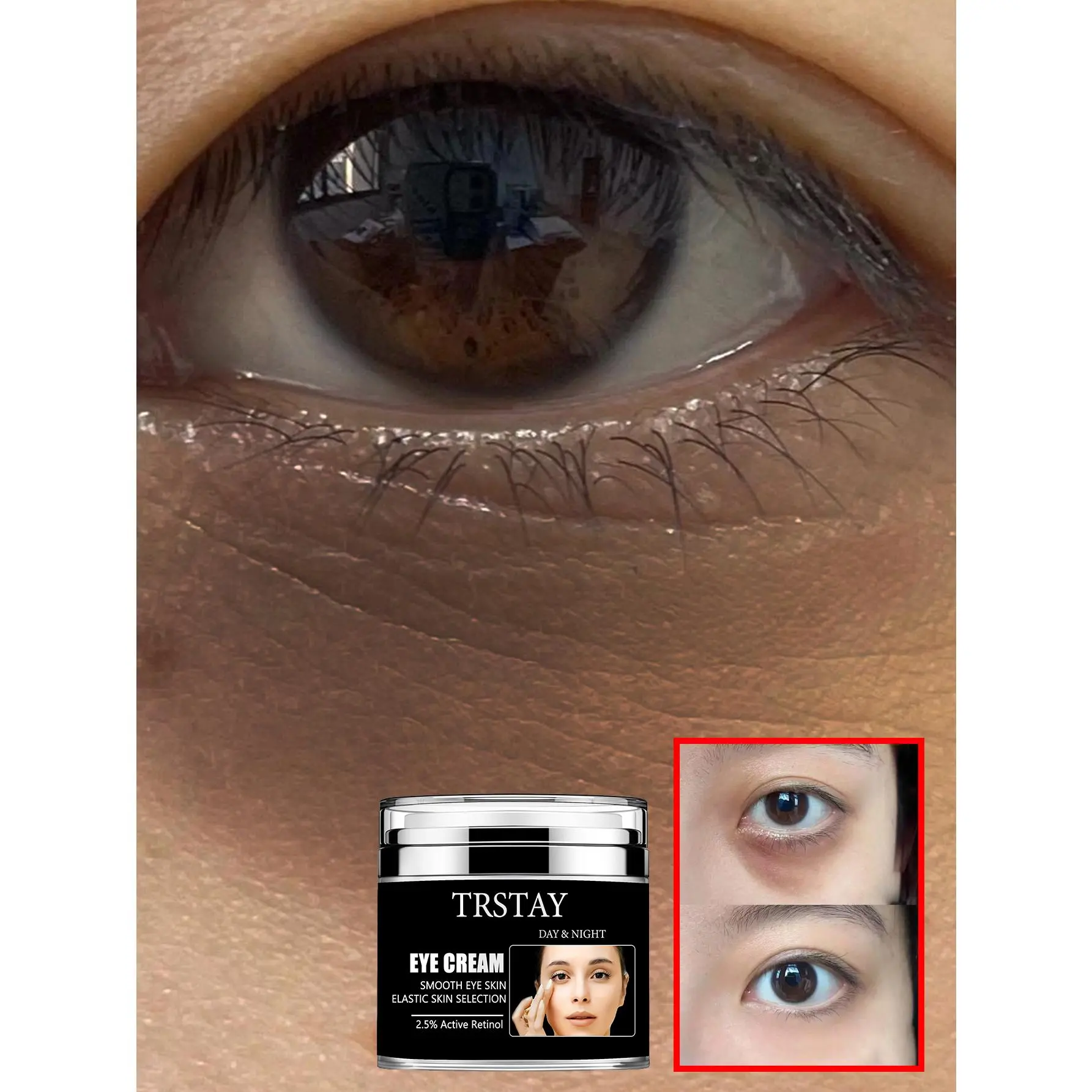 TRSTAY Day Night Eye Cream - 50g Hyaluronic Acid, Alcohol-Free Collagen Cream for All Skin Types, Anti-Sugar Firming, Pore-Reducing, Moisturizes and Repairs