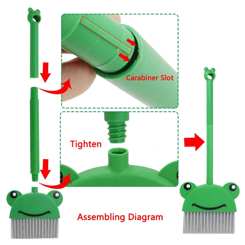 Mini Broom with Dustpan for Boys, Kids Small Cleaning Set Combo, Pretend Play Toy, Toddler Kitchen Dress Up, Frog, Play Kitchen Accessories, Cleaning Playset