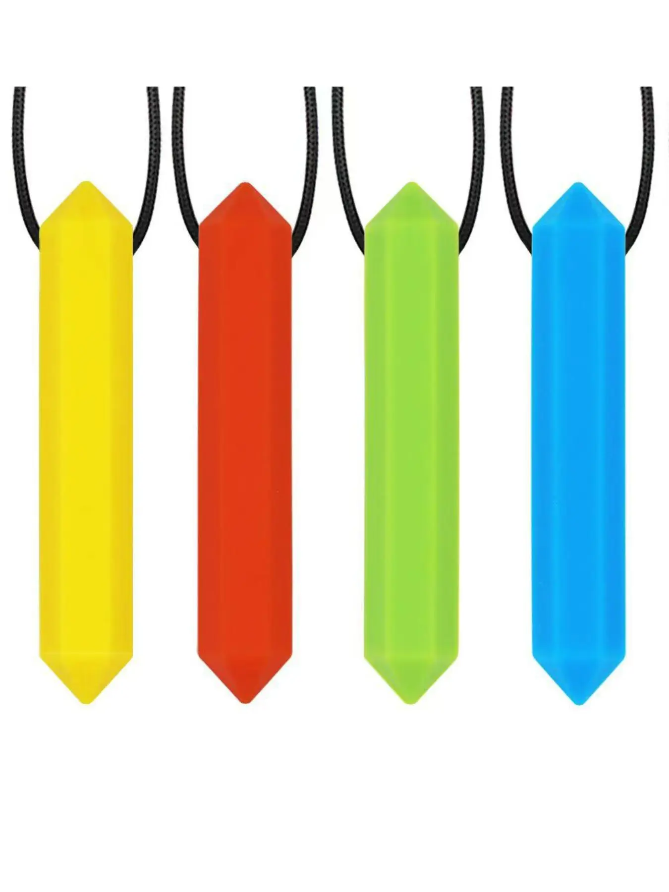 Sensory Chew Necklace, 2 Pack Diamond Shape Food Grade Silicone Chewy Necklaces, Oral Motor Sensory Toys for Autistic, ADHD Boys and Girls